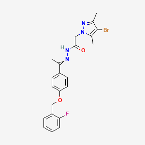 molecular formula C22H22BrFN4O2 B14742333 2-(4-bromo-3,5-dimethylpyrazol-1-yl)-N-[1-[4-[(2-fluorophenyl)methoxy]phenyl]ethylideneamino]acetamide CAS No. 6171-08-0
