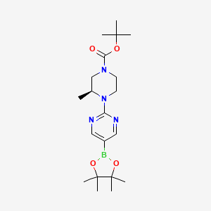 B1474256 (S)-tert-butyl 3-methyl-4-[5-(4,4,5,5-tetramethyl-1,3,2-dioxaborolan-2-yl)pyrimidin-2-yl]piperazin-1-carboxylate CAS No. 1632498-00-0