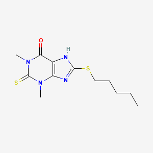 molecular formula C12H18N4OS2 B14742675 Theophylline, 8-pentylthio-2-thio- CAS No. 4869-70-9