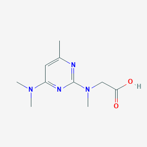 molecular formula C10H16N4O2 B1474268 N-(4-(dimethylamino)-6-methylpyrimidin-2-yl)-N-methylglycine CAS No. 1706428-15-0