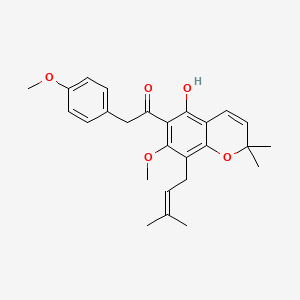 molecular formula C26H30O5 B14743272 Osajetin, dimethyl ether CAS No. 5382-68-3