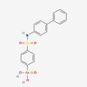 molecular formula C18H16AsNO5S B14743595 P-(4-Biphenylylsulfamoyl)benzenearsonic acid CAS No. 5339-65-1