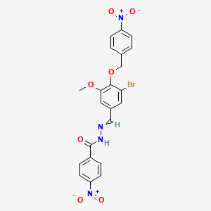 molecular formula C22H17BrN4O7 B14743761 N-[[3-bromo-5-methoxy-4-[(4-nitrophenyl)methoxy]phenyl]methylideneamino]-4-nitro-benzamide CAS No. 5318-98-9