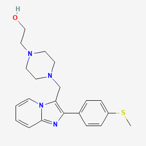 molecular formula C21H26N4OS B14744090 Imidazo(1,2-a)pyridine, 3-(4-(2-hydroxyethyl)piperazin-1-ylmethyl)-2-(p-methylthiophenyl)- CAS No. 3323-25-9