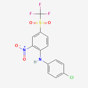 molecular formula C13H8ClF3N2O4S B14744328 N-(4-Chlorophenyl)-2-nitro-4-(trifluoromethanesulfonyl)aniline CAS No. 2069-51-4
