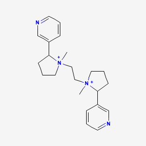 molecular formula C22H32N4+2 B14744414 Pyrrolidinium,1'-ethylenebis[1-methyl-2-(3-pyridyl)-, bromide CAS No. 5392-30-3