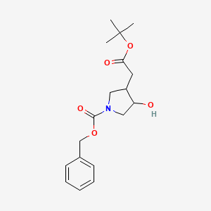 molecular formula C18H25NO5 B14744667 Benzyl 3-((tert-butoxycarbonyl)methyl)-4-hydroxypyrrolidine-1-carboxylate 