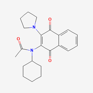 molecular formula C22H26N2O3 B14744938 N-Cyclohexyl-N-[1,4-dioxo-3-(pyrrolidin-1-yl)-1,4-dihydronaphthalen-2-yl]acetamide CAS No. 5213-85-4
