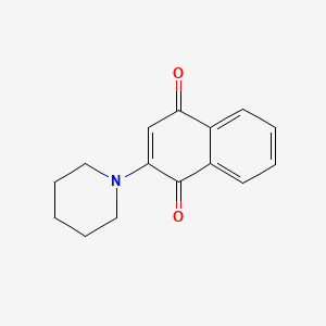 molecular formula C15H15NO2 B14745456 1,4-Naphthalenedione, 2-(1-piperidinyl)- CAS No. 4923-63-1