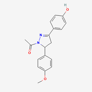 molecular formula C18H18N2O3 B14746016 1-[3-(4-Hydroxy-phenyl)-5-(4-methoxy-phenyl)-4,5-dihydro-pyrazol-1-yl]-ethanone 
