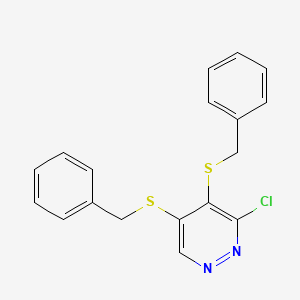 molecular formula C18H15ClN2S2 B14746552 4,5-Bis(benzylsulfanyl)-3-chloropyridazine CAS No. 5273-29-0