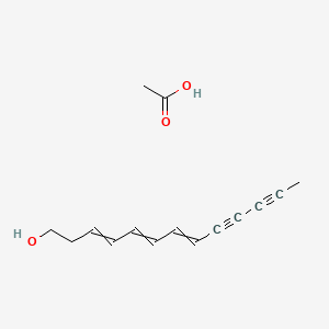 molecular formula C15H18O3 B14746657 Acetic acid;trideca-3,5,7-trien-9,11-diyn-1-ol CAS No. 506-16-1