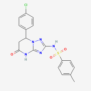 molecular formula C18H16ClN5O3S B14746902 N-[7-(4-Chlorophenyl)-5-oxo-1,5,6,7-tetrahydro[1,2,4]triazolo[1,5-a]pyrimidin-2-yl]-4-methylbenzene-1-sulfonamide CAS No. 5268-48-4