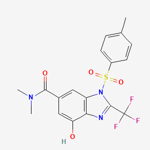 molecular formula C18H16F3N3O4S B14747183 4-Hydroxy-N,N-dimethyl-1-tosyl-2-(trifluoromethyl)-1H-benzo[d]imidazole-6-carboxamide 