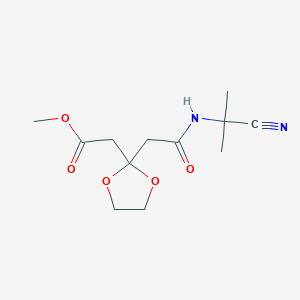 molecular formula C12H18N2O5 B14747256 Methyl 2-[2-[2-(2-cyanopropan-2-ylamino)-2-oxoethyl]-1,3-dioxolan-2-yl]acetate CAS No. 5127-36-6