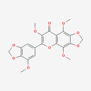 molecular formula C21H18O10 B14747334 3,5,8,3'-Tetramethoxy-6,7,4',5'-bis(methylenedioxy)flavone 