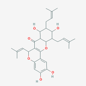 molecular formula C30H38O7 B14747537 2,3,8,10-Tetrahydroxy-9,11-bis(3-methyl-2-buten-1-yl)-6-(2-methyl-1-propen-1-yl)-6H,7H-[1]benzopyrano[4,3-b][1]benzopyran-7-one 