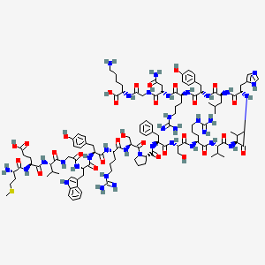 molecular formula C118H177N35O29S B14748056 (2S)-6-amino-2-[[2-[[(2S)-4-amino-2-[[(2S)-2-[[(2S)-2-[[(2S)-2-[[(2S)-2-[[(2S)-2-[[(2S)-2-[[(2S)-2-[[(2S)-2-[[(2S)-2-[[(2S)-1-[(2S)-2-[[(2S)-2-[[(2S)-2-[[(2S)-2-[[2-[[(2S)-2-[[(2S)-2-[[(2S)-2-amino-4-methylsulfanylbutanoyl]amino]-4-carboxybutanoyl]amino]-3-methylbutanoyl]amino]acetyl]amino]-3-(1H-indol-3-yl)propanoyl]amino]-3-(4-hydroxyphenyl)propanoyl]amino]-5-carbamimidamidopentanoyl]amino]-3-hydroxypropanoyl]pyrrolidine-2-carbonyl]amino]-3-phenylpropanoyl]amino]-3-hydroxypropanoyl]amino]-5-carbamimidamidopentanoyl]amino]-3-methylbutanoyl]amino]-3-methylbutanoyl]amino]-3-(1H-imidazol-5-yl)propanoyl]amino]-4-methylpentanoyl]amino]-3-(4-hydroxyphenyl)propanoyl]amino]-5-carbamimidamidopentanoyl]amino]-4-oxobutanoyl]amino]acetyl]amino]hexanoic acid 