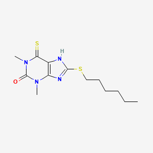 molecular formula C13H20N4OS2 B14748234 Theophylline, 8-hexylthio-6-thio- CAS No. 4791-38-2