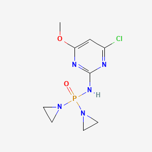 molecular formula C9H13ClN5O2P B14748915 Phosphinic amide, P,P-bis(1-aziridinyl)-N-(4-chloro-6-methoxy-2-pyrimidinyl)- CAS No. 3223-15-2