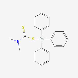 molecular formula C21H21NPbS2 B14749073 N,N-Dimethyl-1-sulfanylidene-1-[(triphenylplumbyl)sulfanyl]methanamine CAS No. 1803-13-0