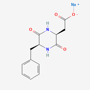 molecular formula C13H13N2NaO4 B14749304 Sodium 2-((2S,5S)-5-benzyl-3,6-dioxopiperazin-2-yl)acetate 