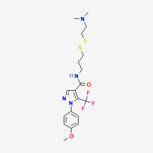 molecular formula C19H25F3N4O2S2 B14749657 N-[3-[2-(dimethylamino)ethyldisulfanyl]propyl]-1-(4-methoxyphenyl)-5-(trifluoromethyl)pyrazole-4-carboxamide 