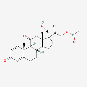 molecular formula C24H30O6 B14749673 Pregna-1,4-diene-3,11,20-trione, 17,21-dihydroxymethyl-, acetate CAS No. 1323-57-5