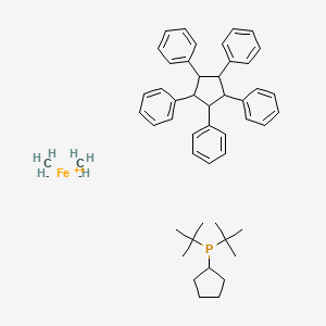 molecular formula C50H63FeP B14749762 Carbanide;ditert-butyl(cyclopentyl)phosphane;iron(2+);(2,3,4,5-tetraphenylcyclopentyl)benzene 