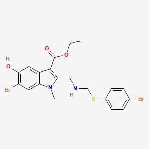 molecular formula C20H20Br2N2O3S B1474978 ethyl 6-bromo-2-(((4-bromophenylthio)methylamino)methyl)-5-hydroxy-1-methyl-1H-indole-3-carboxylate CAS No. 2205415-00-3