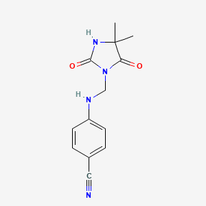 molecular formula C13H14N4O2 B14750026 4-{[(4,4-Dimethyl-2,5-dioxoimidazolidin-1-yl)methyl]amino}benzonitrile CAS No. 842-38-6