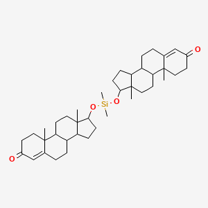 molecular formula C40H60O4Si B14750082 Androst-4-en-3-one, 17beta,17'beta-((dimethylsilylene)dioxy)di- CAS No. 5055-43-6