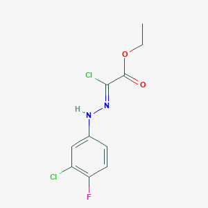 molecular formula C10H9Cl2FN2O2 B14750182 Ethyl 2-chloro-2-(2-(3-chloro-4-fluorophenyl)hydrazono)acetate 