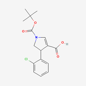 molecular formula C16H18ClNO4 B14750196 3-(2-Chlorophenyl)-1-[(2-methylpropan-2-yl)oxy-oxomethyl]-2,3-dihydropyrrole-4-carboxylic acid 