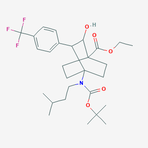 molecular formula C28H40F3NO5 B1475047 Ethyl 4-((tert-butoxycarbonyl)(isopentyl)amino)-2-hydroxy-3-(4-(trifluoromethyl)phenyl)bicyclo[2.2.2]octane-1-carboxylate CAS No. 2206820-27-9