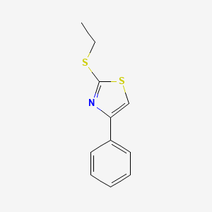molecular formula C11H11NS2 B14750540 Thiazole, 2-(ethylthio)-4-phenyl- CAS No. 5316-74-5