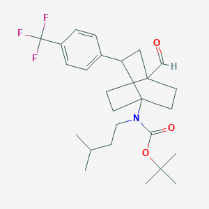 molecular formula C26H36F3NO3 B1475057 Tert-butyl (4-formyl-2-(4-(trifluoromethyl)phenyl)bicyclo[2.2.2]octan-1-yl)(isopentyl)carbamate CAS No. 2202948-56-7