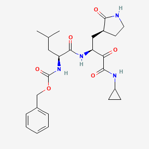 molecular formula C25H34N4O6 B14750633 Benzyl ((S)-1-(((S)-4-(cyclopropylamino)-3,4-dioxo-1-((S)-2-oxopyrrolidin-3-yl)butan-2-yl)amino)-4-methyl-1-oxopentan-2-yl)carbamate 