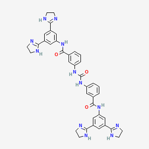 molecular formula C39H38N12O3 B14750976 N-[3,5-bis(4,5-dihydro-1H-imidazol-2-yl)phenyl]-3-[[3-[[3,5-bis(4,5-dihydro-1H-imidazol-2-yl)phenyl]carbamoyl]phenyl]carbamoylamino]benzamide CAS No. 5262-19-1