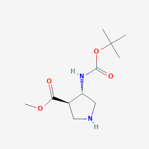 molecular formula C11H20N2O4 B14751098 Rel-methyl (3R,4S)-4-((tert-butoxycarbonyl)amino)pyrrolidine-3-carboxylate 