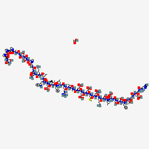 molecular formula C186H286N50O62S B14751117 acetic acid;(4S)-5-[[2-[[(2S,3R)-1-[[(2S)-1-[[(2S,3R)-1-[[(2S)-1-[[(2S)-1-[[(2S)-1-[[(2S)-1-[[(2S)-6-amino-1-[[(2S)-5-amino-1-[[(2S)-1-[[(2S)-1-[[(2S)-1-[[(2S)-1-[[(2S)-1-[[(2S)-1-[[(2S)-1-[[(2S)-1-[[(2S)-1-[[(2S,3S)-1-[[(2S)-1-[[(2S)-1-[[(2S)-1-[[(2S)-6-amino-1-[[(2S)-4-amino-1-[[2-[[2-[(2S)-2-[[(2S)-1-[[(2S)-1-[[2-[[(2S)-1-[(2S)-2-[(2S)-2-[(2S)-2-[[(2S)-1-amino-3-hydroxy-1-oxopropan-2-yl]carbamoyl]pyrrolidine-1-carbonyl]pyrrolidine-1-carbonyl]pyrrolidin-1-yl]-1-oxopropan-2-yl]amino]-2-oxoethyl]amino]-3-hydroxy-1-oxopropan-2-yl]amino]-3-hydroxy-1-oxopropan-2-yl]carbamoyl]pyrrolidin-1-yl]-2-oxoethyl]amino]-2-oxoethyl]amino]-1,4-dioxobutan-2-yl]amino]-1-oxohexan-2-yl]amino]-4-methyl-1-oxopentan-2-yl]amino]-3-(1H-indol-3-yl)-1-oxopropan-2-yl]amino]-4-carboxy-1-oxobutan-2-yl]amino]-3-methyl-1-oxopentan-2-yl]amino]-1-oxo-3-phenylpropan-2-yl]amino]-4-methyl-1-oxopentan-2-yl]amino]-5-carbamimidamido-1-oxopentan-2-yl]amino]-3-methyl-1-oxobutan-2-yl]amino]-1-oxopropan-2-yl]amino]-4-carboxy-1-oxobutan-2-yl]amino]-4-carboxy-1-oxobutan-2-yl]amino]-4-carboxy-1-oxobutan-2-yl]amino]-4-methylsulfanyl-1-oxobutan-2-yl]amino]-1,5-dioxopentan-2-yl]amino]-1-oxohexan-2-yl]amino]-3-hydroxy-1-oxopropan-2-yl]amino]-4-methyl-1-oxopentan-2-yl]amino]-3-carboxy-1-oxopropan-2-yl]amino]-3-hydroxy-1-oxopropan-2-yl]amino]-3-hydroxy-1-oxobutan-2-yl]amino]-1-oxo-3-phenylpropan-2-yl]amino]-3-hydroxy-1-oxobutan-2-yl]amino]-2-oxoethyl]amino]-4-[[2-[[(2S)-2-amino-3-(1H-imidazol-4-yl)propanoyl]amino]acetyl]amino]-5-oxopentanoic acid 