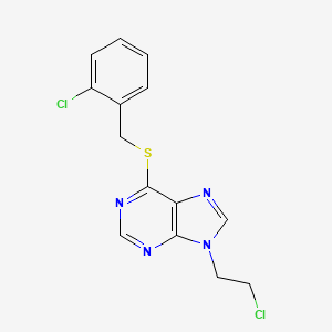 molecular formula C14H12Cl2N4S B14751143 9H-Purine, 6-(o-chlorobenzylthio)-9-(2-chloroethyl)- CAS No. 299-12-7