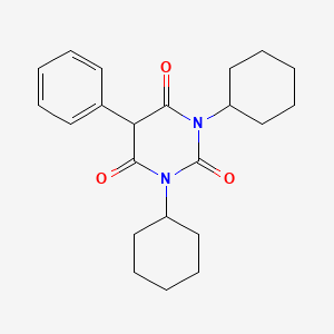 molecular formula C22H28N2O3 B14751219 Barbituric acid, 1,3-dicyclohexyl-5-phenyl- CAS No. 747-79-5