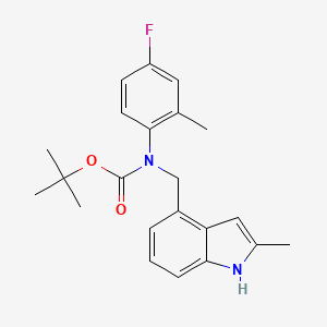 molecular formula C22H25FN2O2 B14751510 Tert-butyl (4-fluoro-2-methylphenyl)((2-methyl-1H-indol-4-yl)methyl)carbamate 
