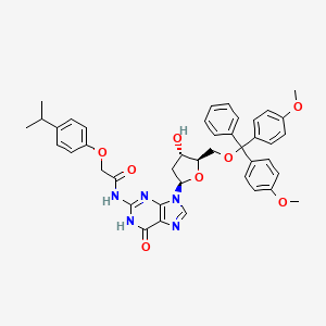 molecular formula C42H43N5O8 B14751601 N2-(4-i-propylphenoxy)acetyl-5'-O-(4,4'-dimethoxytrityl)-2'-deoxyguanosine 