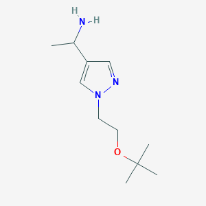 molecular formula C11H21N3O B1475192 1-{1-[2-(tert-butoxy)ethyl]-1H-pyrazol-4-yl}ethan-1-amine CAS No. 1567095-61-7