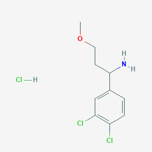 molecular formula C10H14Cl3NO B1475207 1-(3,4-Dichlorophenyl)-3-methoxypropan-1-amine hydrochloride CAS No. 1803587-38-3
