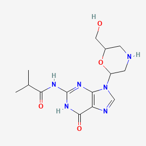 molecular formula C14H20N6O4 B14752300 N-[9-[(2R,6S)-6-(hydroxymethyl)morpholin-2-yl]-6-oxo-3H-purin-2-yl]-2-methylpropanamide 
