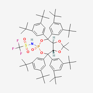 molecular formula C64H93F3NO7PS B14752550 1,1,1-Trifluoro-N-(3aS,8aS)-4,4,8,8-tetrakis(3,5-di-tert-butylphenyl)-6-hydroxy-2,2-dimethyltetrahydro-6-oxide-[1,3]dioxolo[4,5-e][1,3,2]dioxaphosphepine-6-yl)methanesulfonamide 