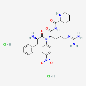 molecular formula C27H38Cl2N8O5 B14752766 N-[(2S)-2-(N-[(2R)-2-amino-3-phenylpropanoyl]-4-nitroanilino)-5-(diaminomethylideneamino)pentanoyl]piperidine-2-carboxamide;dihydrochloride 